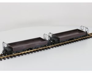 TRAINLINE45 3050101 Set 2x Niederbordwagen Braun Mit Wittenberger-Drehgestell (HSB), Metallrader