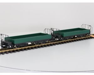 TRAINLINE45 3050101 Set 2x Niederbordwagen Grun Mit Wittenberger-Drehgestell (HSB), Metallrader