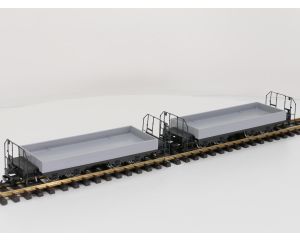 TRAINLINE45 3050101 Set 2x Niederbordwagen Grau Mit Wittenberger-Drehgestell (HSB), Metallrader