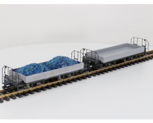 TRAINLINE45 3050101 Set 2x Niederbordwagen Grau Mit Drehgestell Sächsische-Bauart (DR), Metallrader