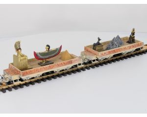 TRAINLINE45 3050101 Egypte Special  Set 2x Niederbordwagen Mit Wittenberger-Drehgestell (HSB), Metallrader