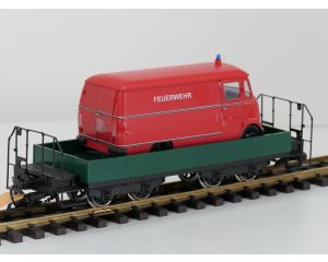 TRAINLINE45 3050100 Niederbordwagen Grun Mit Wittenberger-Drehgestell (HSB), Metallrader,& 1x Neues Rietze Modell 1:22,5 als Beladung