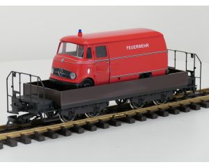 TRAINLINE45 3050100 Niederbordwagen Braun Mit Wittenberger-Drehgestell (HSB), Metallrader,& 1x Neues Rietze Modell 1:22,5 als Beladung