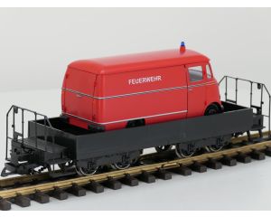 TRAINLINE45 3050100 Niederbordwagen Schwartz Mit Wittenberger-Drehgestell (HSB), Metallrader,& 1x Neues Rietze Modell 1:22,5 als Beladung