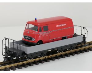 TRAINLINE45 3050100 Niederbordwagen Grau Mit Wittenberger-Drehgestell (HSB), Metallrader,& 1x Neues Rietze Modell 1:22,5 als Beladung