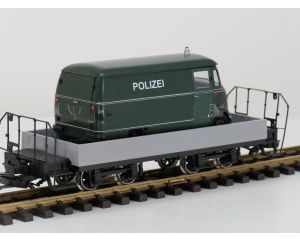TRAINLINE45 3050100 Niederbordwagen Grau Mit Drehgestell Sächsische-Bauart (DR), Metallrader,& 1x Neues Rietze Modell 1:22,5 als Beladung