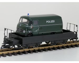 TRAINLINE45 3050100 Niederbordwagen Schwartz Mit Wittenberger-Drehgestell (HSB), Metallrader,& 1x Neues Rietze Modell 1:22,5 als Beladung