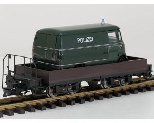 TRAINLINE45 3050100 Niederbordwagen Braun Mit Drehgestell Sächsische-Bauart (DR), Metallrader,& 1x Neues Rietze Modell 1:22,5 als Beladung