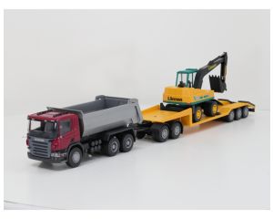 Emek 1:25 30705 Scania Dump Truck mit Tieflader & Lännen Bagger #9927