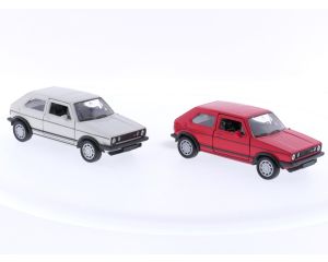 Schaal 1:32 Welly Volkswagen Golf 1 GTI Pirelli Edition Set Van 2 Rood En Wit #5353