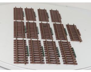 LGB 10000 Set 13 St. Gerades Gleis, 300mm, Bruin beschilderd, Met Groene Houten zijkant