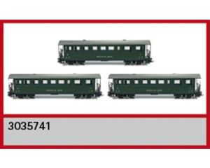 TRAINLINE45 3035741 3er Set RhB Personenwagen BC 1506, BC 1507, BC 1508, incl. Toilettenabteil, Sprengwerk
