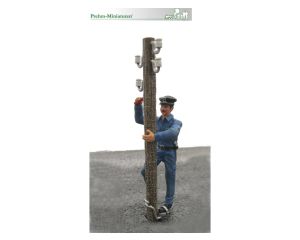 Prehm-Miniaturen 500127 Elektriker am Mast  (Set: Metallfigur und Mast)