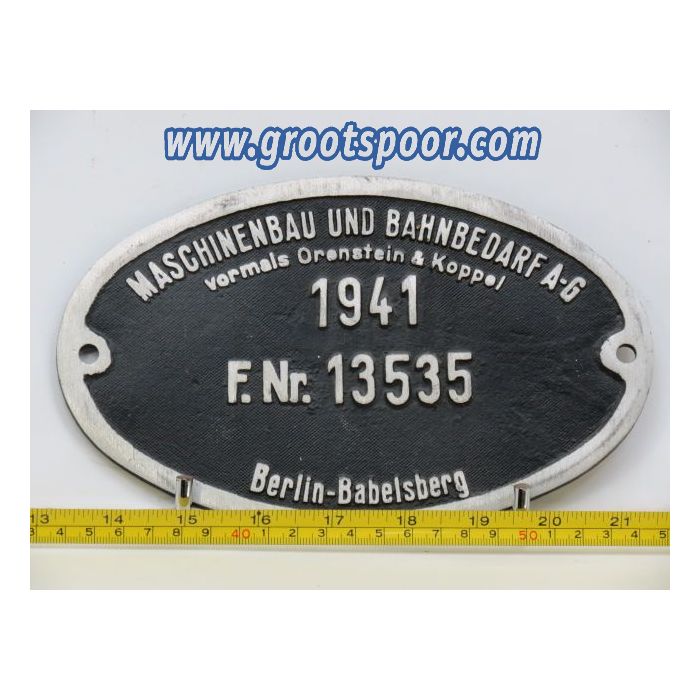 EisenbahnSchild Maschinenbau und Bahnbedarf A-G vormals Orenstein & Koppel 1941