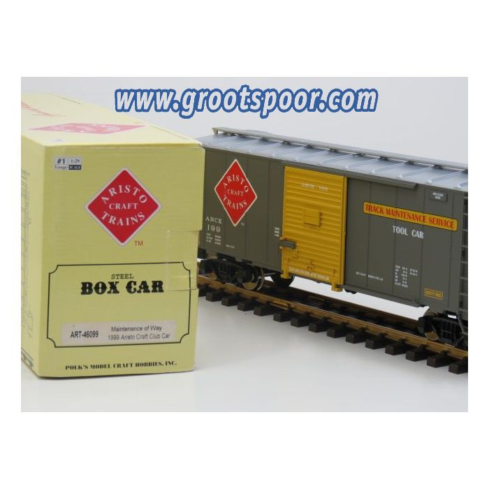 Aristo Craft Trains 46099 Maintenance of Way Boxcar 1999 Club car , Metallrader, met Klauw-koppelingen