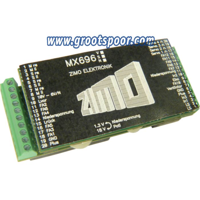  ZIMO MX696KS Sound-Decoder – 68 x 29 x 20 mm – 4 A – 8 FA – Audio 10 W – Kombi