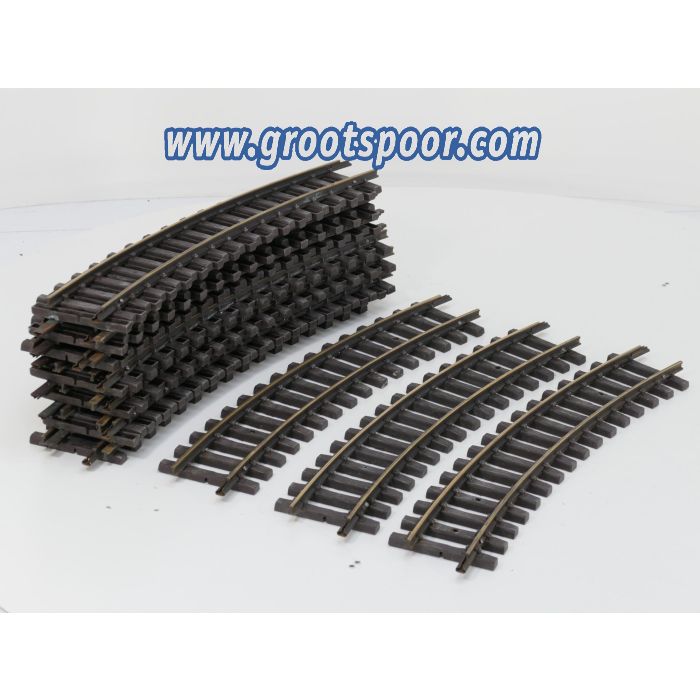 LGB 16000 Set 16st. Gebogenes Gleis,R3,22.5 Grad, Buiten gebruikt, Ongepoetst