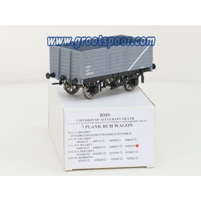  Accucraft 1/32 scale BMS 7 pank RCH wagon R32-1D LMS Grey #608165