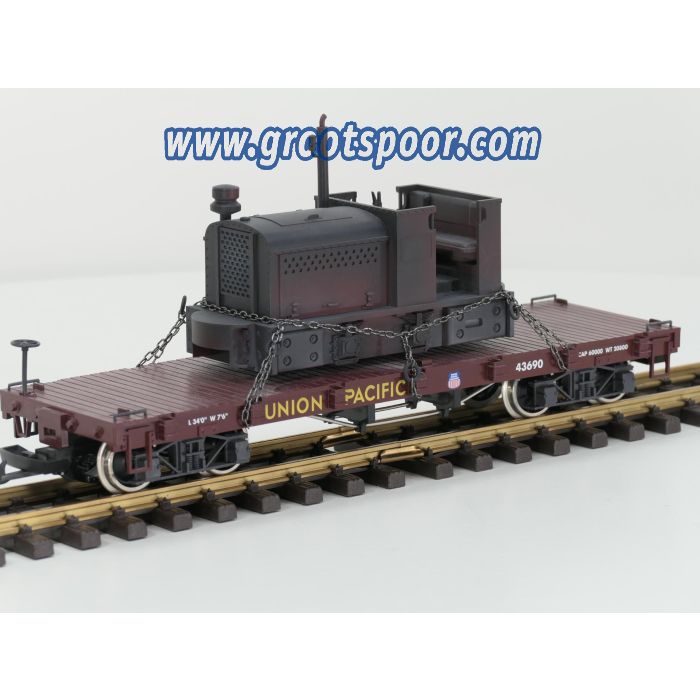 LGB 43690 Flachwagen Union Pacific mit Arbeitslok, Metallrader