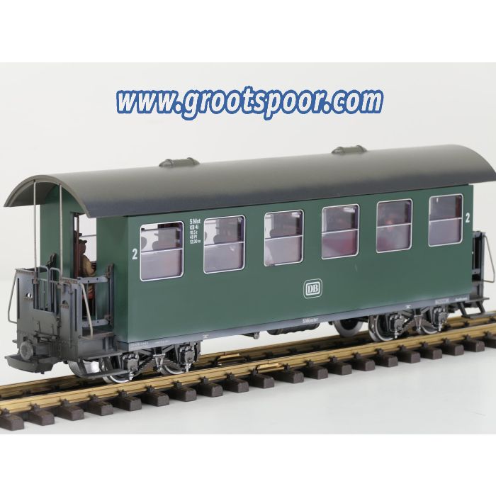 LGB 30700 2e kl Personenrijtuig DB 5 Mst KB 4i, Metallrader, Kugellager LGB 67403, Innenbeleuchtung, 8 Figuren, Gealtert