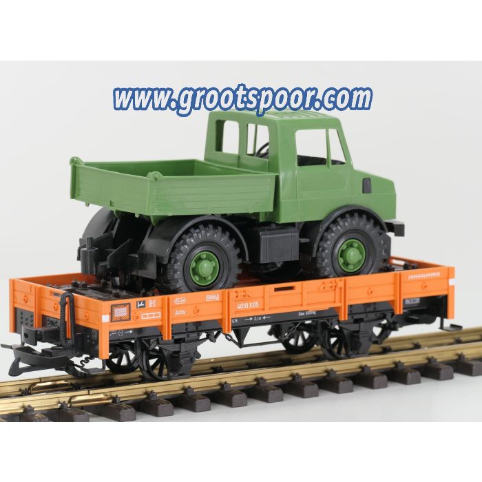 LGB 4010 G Niederbordwagen met Unimog belading