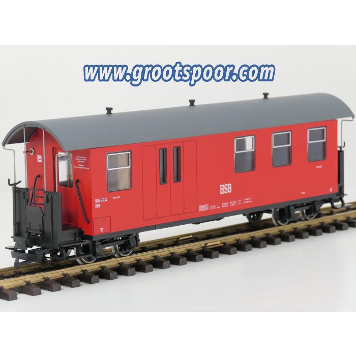 TRAINLINE45 3030790 HSB Packwagen 902-304, Metallrader, Hellrot, Innebeleuchtung uber batterie