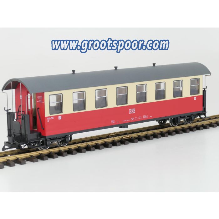 TRAINLINE45 3030750 HSB Personenwagen 8 Fenster 900-516, Metallrader, Hellrot, Innebeleuchtung uber batterie