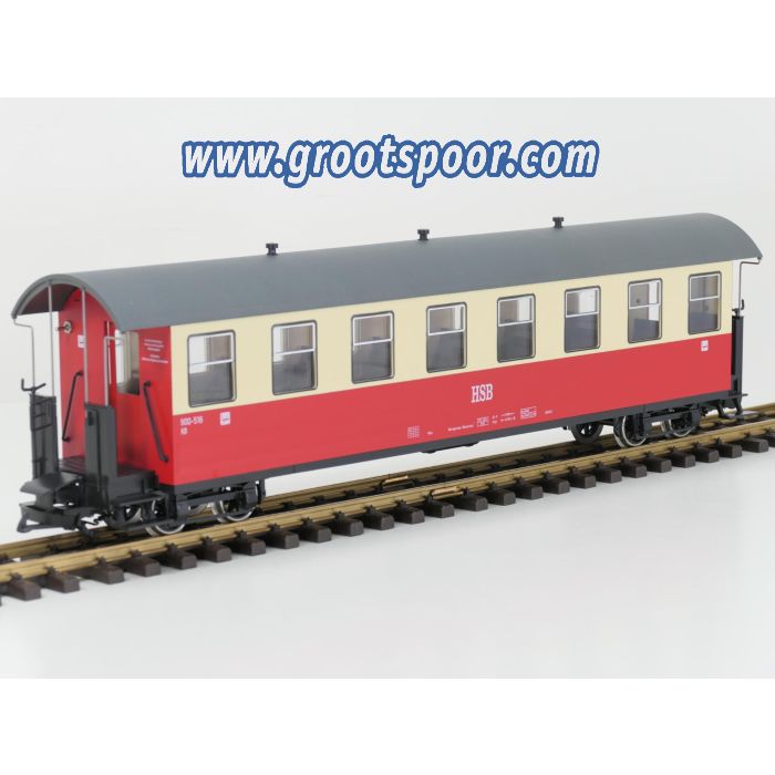 TRAINLINE45 3030750 HSB Personenwagen 8 Fenster 900-516, Metallrader, Hellrot, Innebeleuchtung uber batterie