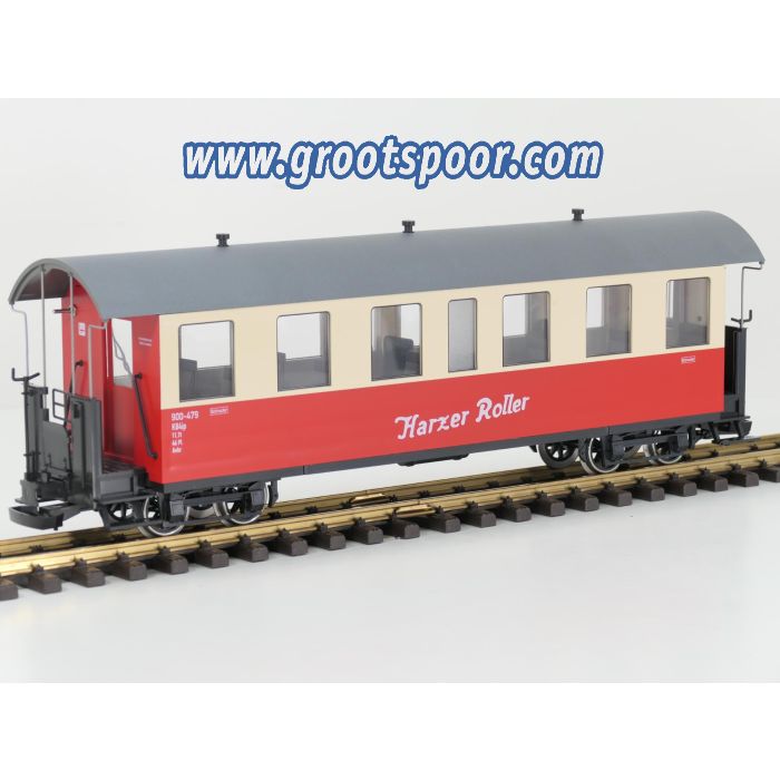 TRAINLINE45 3030730 HSB Personenwagen 7 Fenster 900-479, Metallrader, Hellrot, Innebeleuchtung uber batterie