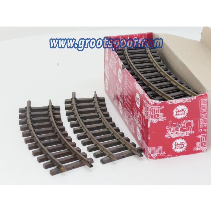 LGB 11000 Doos 12St. Gebogenes Gleis, R1,30 Grad, Buiten gebruikt, Ongepoetst