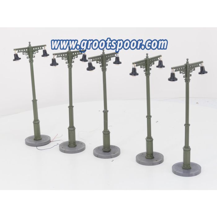 LGB 50560 Set 5x Bahnhofslampe, 2-armig, Classic Groen