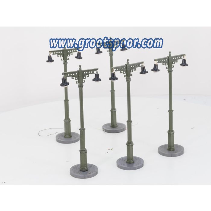 LGB 50560 Set 5x Bahnhofslampe, 2-armig, Classic Groen