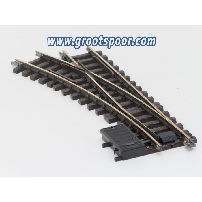 LGB 16150 Elektr.Weiche,links, R3,22.5Grad, Buiten gebruikt, Met Schroefbare railverbinders