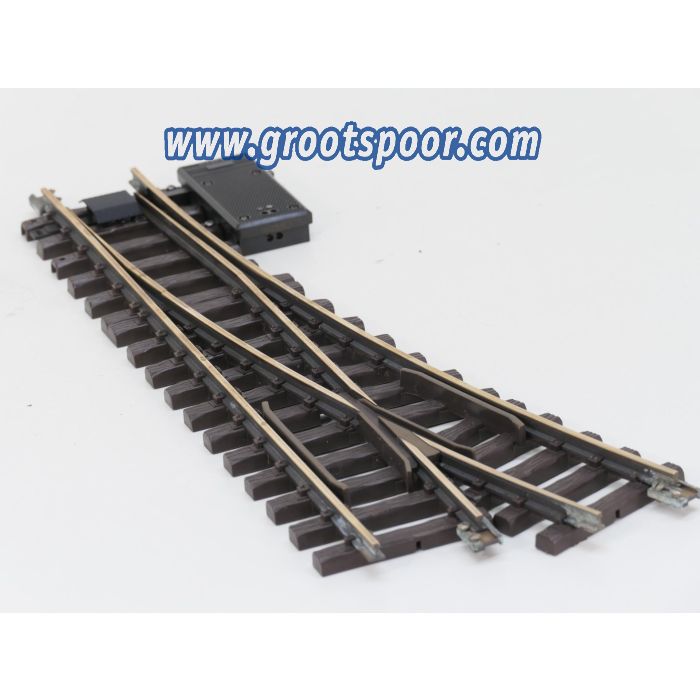 LGB 16150 Elektr.Weiche,links, R3,22.5Grad, Buiten gebruikt, Met Schroefbare railverbinders