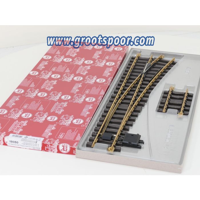 LGB 18050 Handweiche, rechts, R5, Met Schroefbare railverbinders