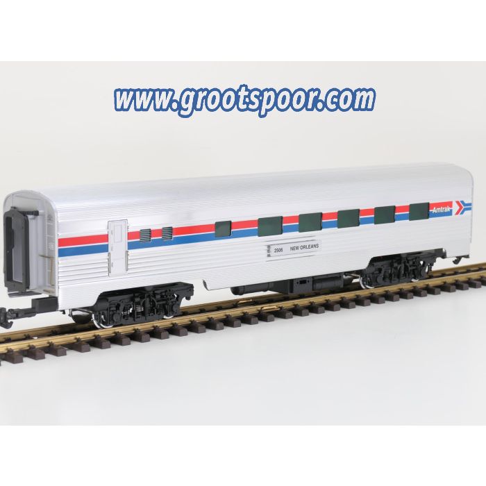 Aristo Craft Trains 32506 G Amtrak Streamlined Passenger Coach 2506 New Orleans, metallrader, Klauwkoppelingen