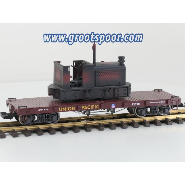 LGB 43690 Flachwagen Union Pacific mit Arbeitslok, Metallrader
