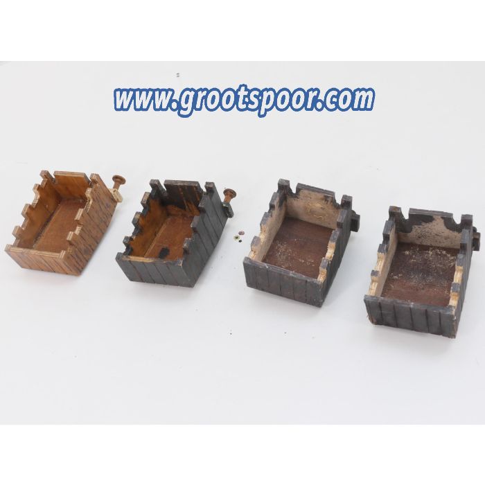Zelfbouw 4x Prellbock uit hout /Ballast-stenen met Normaalspoor buffers