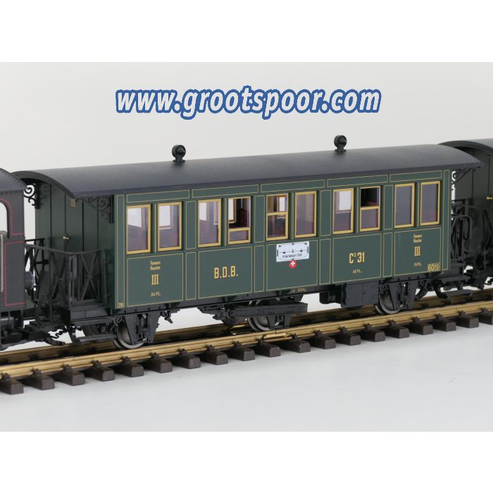 LGB Set 20471 , 30330 & 40330 Ballenberg-Zahnrad-Dampflok 1067, Persw. C 31 & Post/Packw. F 51, Metallrader