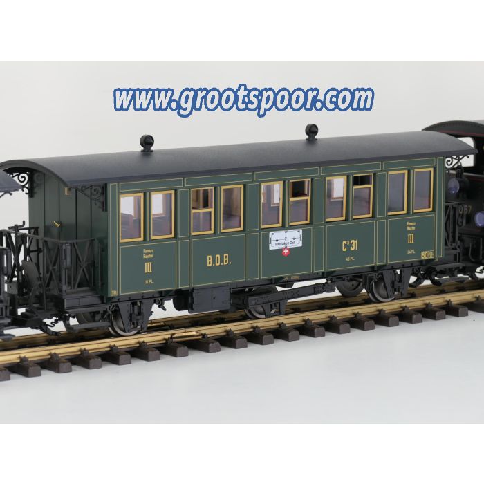 LGB Set 20471 , 30330 & 40330 Ballenberg-Zahnrad-Dampflok 1067, Persw. C 31 & Post/Packw. F 51, Metallrader