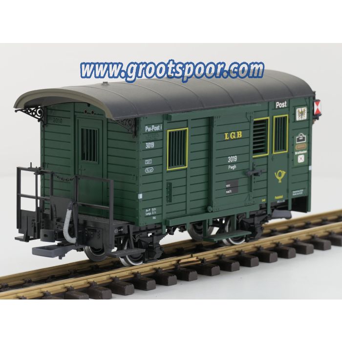 LGB 3019 N Post wagon Pwgh 3019 , Innebeleuchtung, Schlusslicht, Metallrader, Kupplix kupplungen