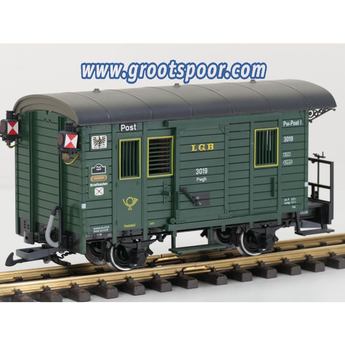 LGB 3019 N Post wagon Pwgh 3019 , Innebeleuchtung, Schlusslicht, Metallrader, Kupplix kupplungen