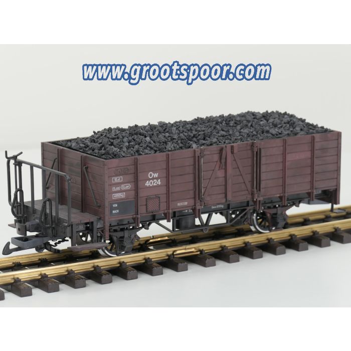 LGB 4024 Hoge bakwagen Ow 4024 DR, Metallrader, Ausnehmbare Ladung,   Alterung, Kupplix kupplungen