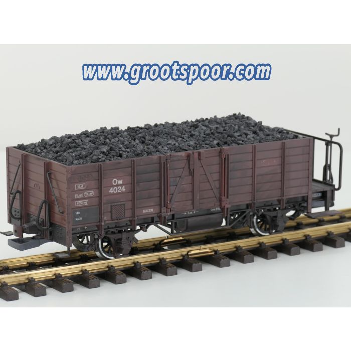 LGB 4024 Hoge bakwagen Ow 4024 DR, Metallrader, Ausnehmbare Ladung,   Alterung, Kupplix kupplungen
