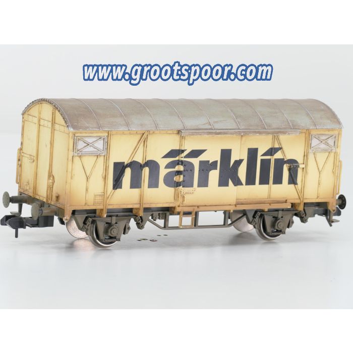 Märklin spur1 Geschlossener Guterwagen, Marklin Werbewagen, Gealtert