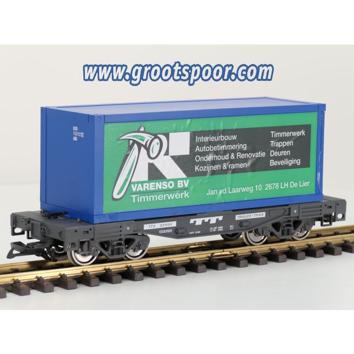 LGB 49085 Trailer Train Containerwagen met Varenso container, Metallrader - sku: 20251120014702 - Used - Very good condition - Photo 2