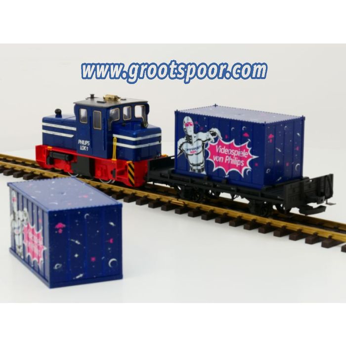 LGB 20412 Philips Set Lok1, Containerwagen met Extra (incomplete) container - sku: 20220115035808 - Used - Average condition - Photo 2