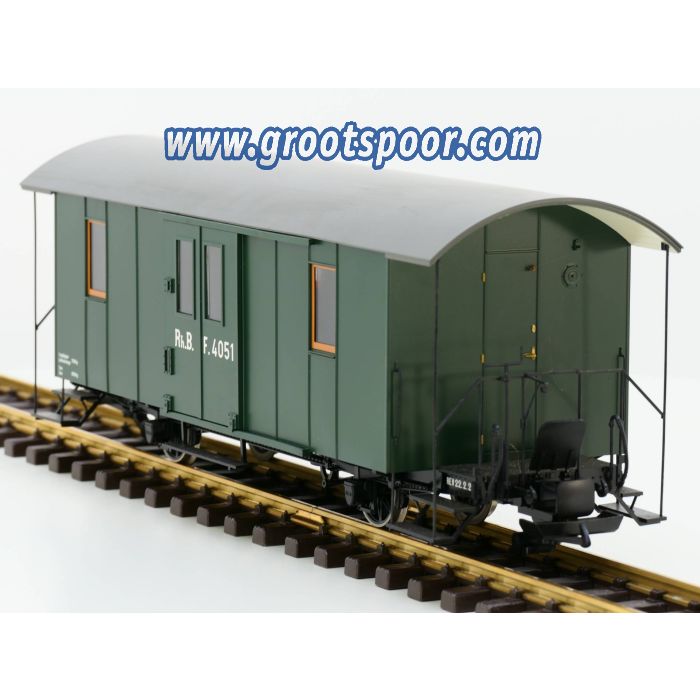 BRAWA 15100 Rhb F 4051 Gepäckwagen, Metallrader, Innenbeleuchtung, 1 figur