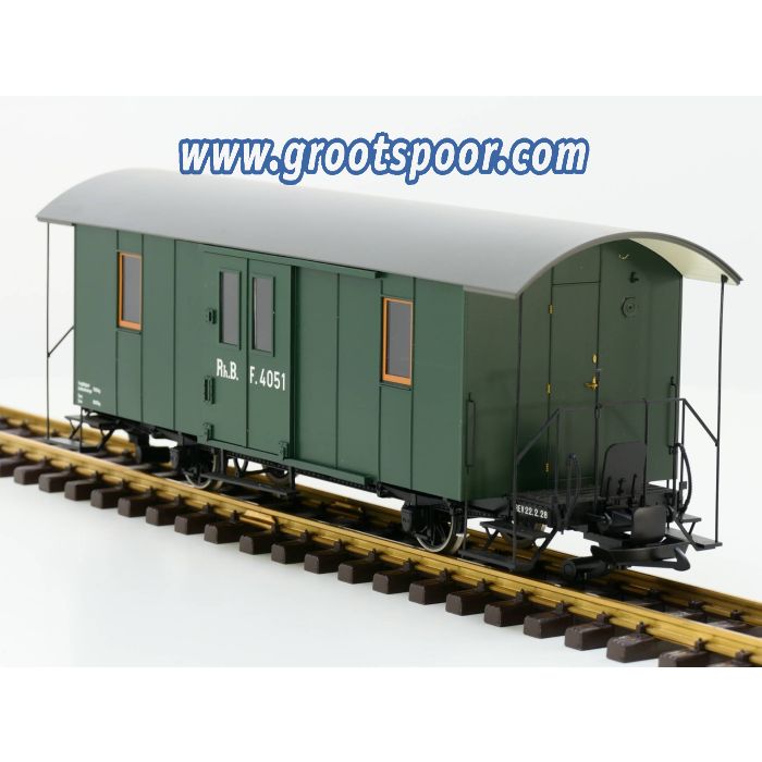 BRAWA 15100 Rhb F 4051 Gepäckwagen, Metallrader, Innenbeleuchtung, 1 figur