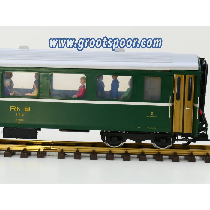 LGB 3167 B Rhb personenwagen B 3167, Metallrader, Stromabnahme, Innenbeleuchtung, 11 Figuren - sku: 20221006010056 - Used - Good condition - Photo 4